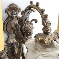 Pair of Ornate Bronze Twin-branch Wall Light Fittings (3 of 3) Pair of Ornate Bronze Twin-branch Wall Light Fittings (3 of 3)