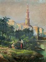 Large Early 1900s North African Cityscape with Mosque Oil Painting on Canvas (12 of 15) Large Early 1900s North African Cityscape with Mosque Oil Painting on Canvas (12 of 15)