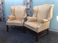 Pair of Antique English Upholstered Wing Armchairs for Recovering (12 of 12) Pair of Antique English Upholstered Wing Armchairs for Recovering (12 of 12)