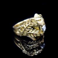 Antique Diamond Lions Head and Laurel Leaf 18ct 18K Yellow Gold Ring (2 of 9) Antique Diamond Lions Head and Laurel Leaf 18ct 18K Yellow Gold Ring (2 of 9)