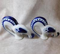 Pair of Gzhel Blue & White Porcelain "Pecking Chickens" (5 of 10) Pair of Gzhel Blue & White Porcelain "Pecking Chickens" (5 of 10)
