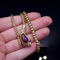 Antique Victorian Cabochon Garnet Yellow Gold Snake Serpent Necklace (10 of 11) Antique Victorian Cabochon Garnet Yellow Gold Snake Serpent Necklace (10 of 11)