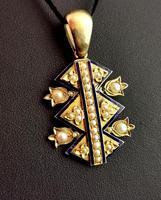 Victorian Blue Enamel & Split Pearl Pendant, 9ct Gold (5 of 12) Victorian Blue Enamel & Split Pearl Pendant, 9ct Gold (5 of 12)