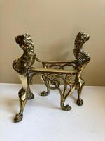 Pair of Vintage Brass Fire Dogs Winged Lions (10 of 10) Pair of Vintage Brass Fire Dogs Winged Lions (10 of 10)