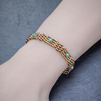 Antique Victorian Turquoise Gate Bracelet 9ct Gold c.1900 (3 of 5) Antique Victorian Turquoise Gate Bracelet 9ct Gold c.1900 (3 of 5)