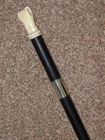 Antique Ebony Walking Stick with Hand Carved Fist Top & Nickel Collar - 91cm (7 of 12) Antique Ebony Walking Stick with Hand Carved Fist Top & Nickel Collar - 91cm (7 of 12)