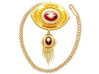 6.20ct Garnet, Pearl & Enamel, 18ct Yellow Gold Pendant / Brooch - Antique c.1880 (3 of 15) 6.20ct Garnet, Pearl & Enamel, 18ct Yellow Gold Pendant / Brooch - Antique c.1880 (3 of 15)
