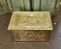 Embossed Brass Log or Coal Box, or Slipper Box with Tavern Scenes (3 of 6) Embossed Brass Log or Coal Box, or Slipper Box with Tavern Scenes (3 of 6)