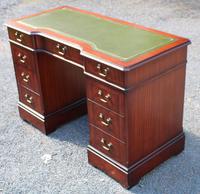 1960s Mahogany Pedestal Desk with Green Leather on Top. 1 Piece (3 of 4) 1960s Mahogany Pedestal Desk with Green Leather on Top. 1 Piece (3 of 4)