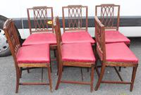 1800's Set 6 Mahogany Dining Chairs with Red Upholstery (3 of 3) 1800's Set 6 Mahogany Dining Chairs with Red Upholstery (3 of 3)