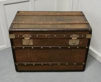 Large Tan Canvas, Wood, Leather & Brass Bound Steamer Trunk (5 of 9) Large Tan Canvas, Wood, Leather & Brass Bound Steamer Trunk (5 of 9)