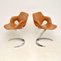 Pair of French Leather & Chrome Scimitar Chairs by Boris Tabacoff (3 of 10) Pair of French Leather & Chrome Scimitar Chairs by Boris Tabacoff (3 of 10)