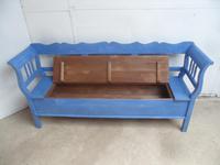 Lovely Chelsea Blue 3 Seater Antique Pine Kitchen / Hall Box Settle / Bench (10 of 10) Lovely Chelsea Blue 3 Seater Antique Pine Kitchen / Hall Box Settle / Bench (10 of 10)