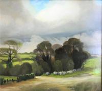 Original Oil on Board 'Sheep in a Meadow' by Peter Gardner. B.1921. Signed & Dated 1971 Verso (2 of 3) Original Oil on Board 'Sheep in a Meadow' by Peter Gardner. B.1921. Signed & Dated 1971 Verso (2 of 3)