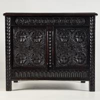 Antique 19th Century Carved Oak Storage Box
