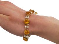 30.12ct Citrine & Pearl, 9ct Yellow Gold Bracelet - Vintage 1967 (11 of 12) 30.12ct Citrine & Pearl, 9ct Yellow Gold Bracelet - Vintage 1967 (11 of 12)