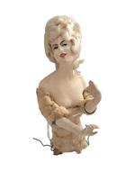 Art Deco Bisque Boudoir Doll Bust with Platinum Blonde Mohair Wig Circa 1920