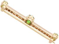 1.01ct Demantoid Garnet & 0.35ct Diamond, 14ct Rose Gold Bar Brooch - Antique c.1900 (5 of 9) 1.01ct Demantoid Garnet & 0.35ct Diamond, 14ct Rose Gold Bar Brooch - Antique c.1900 (5 of 9)