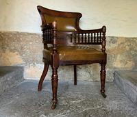 Exceptional 19thc Antique Mahogany Upholstered Library Captains Desk Armchair (8 of 12) Exceptional 19thc Antique Mahogany Upholstered Library Captains Desk Armchair (8 of 12)