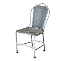 19th Century French Wrought Iron Child’s Chair, Late 1800s - Original Soft Blue Paint (1 of 11)