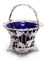 Large Victorian Silver Plated Sugar Basket with a Bristol Blue Liner (4 of 5) Large Victorian Silver Plated Sugar Basket with a Bristol Blue Liner (4 of 5)
