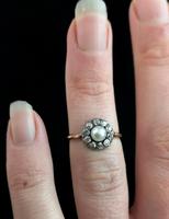 Antique pearl and diamond cluster ring, 18ct gold (7 of 9) Antique pearl and diamond cluster ring, 18ct gold (7 of 9)