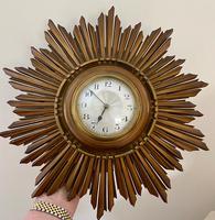 Stylish Art Deco Carved Giltwood Starburst Clock c.1930 (8 of 8) Stylish Art Deco Carved Giltwood Starburst Clock c.1930 (8 of 8)