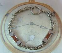 Antique Pocket Watch Chain 1930s Art Deco Silver Chrome & Goldstone Fancy Albert (4 of 10) Antique Pocket Watch Chain 1930s Art Deco Silver Chrome & Goldstone Fancy Albert (4 of 10)