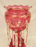 Antique Victorian Cranberry Mantle Table Lustre (4 of 8) Antique Victorian Cranberry Mantle Table Lustre (4 of 8)