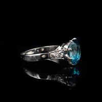 French Blue Zircon & Diamond Platinum & 18ct Gold Solitaire Ring (9 of 10) French Blue Zircon & Diamond Platinum & 18ct Gold Solitaire Ring (9 of 10)