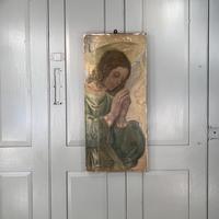 Antique Oil Painting Portrait of Mary Louisa Terry Praying Antique Oil Painting Portrait of Mary Louisa Terry Praying