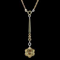 Antique Edwardian Diamond Flower Lavaliere Necklace 18ct Gold c.1905 (6 of 8) Antique Edwardian Diamond Flower Lavaliere Necklace 18ct Gold c.1905 (6 of 8)