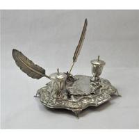 Impressive Sterling Silver Inkwell, approximately 42 x 21cm. (3 of 7) Impressive Sterling Silver Inkwell, approximately 42 x 21cm. (3 of 7)