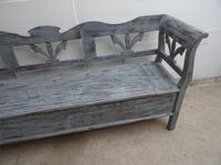 3/4 Seater Antique Pine Painted Distressed Light Grey Box Settle / Bench (3 of 9) 3/4 Seater Antique Pine Painted Distressed Light Grey Box Settle / Bench (3 of 9)