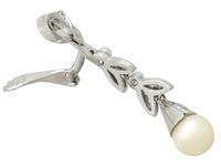 0.54ct Diamond & Pearl, 18ct White Gold Drop Earrings - Vintage c.1960 (6 of 9) 0.54ct Diamond & Pearl, 18ct White Gold Drop Earrings - Vintage c.1960 (6 of 9)