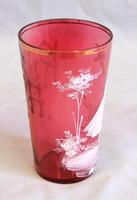 Antique Victorian Mary Gregory Cranberry Glass Tot (2 of 5) Antique Victorian Mary Gregory Cranberry Glass Tot (2 of 5)