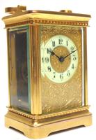 Good Antique French 8-day Carriage Clock Bevelled Case with Embossed Decorated Masked Dial (11 of 12) Good Antique French 8-day Carriage Clock Bevelled Case with Embossed Decorated Masked Dial (11 of 12)