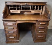 Antique Edwardian Oak Roll Top Pedestal Desk (7 of 10) Antique Edwardian Oak Roll Top Pedestal Desk (7 of 10)