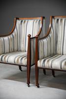 Pair Mahogany Upholstered Armchairs (8 of 11) Pair Mahogany Upholstered Armchairs (8 of 11)