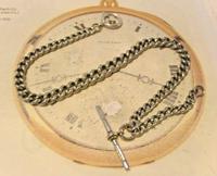 Victorian Pocket Watch Chain 1890s Antique Albo Silver Curb Link Albert With T Bar (3 of 12) Victorian Pocket Watch Chain 1890s Antique Albo Silver Curb Link Albert With T Bar (3 of 12)
