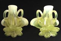 Pair of Victorian Vaseline Glass Posy Vases (4 of 4) Pair of Victorian Vaseline Glass Posy Vases (4 of 4)