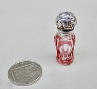 Miniature Victorian Silver & Overlay Cranberry Glass Scent Bottle c.1890 (2 of 8) Miniature Victorian Silver & Overlay Cranberry Glass Scent Bottle c.1890 (2 of 8)