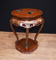 Chinese Pedestal Stand Table in Cinnabar Lacquer Chinoiserie (10 of 26) Chinese Pedestal Stand Table in Cinnabar Lacquer Chinoiserie (10 of 26)