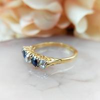 Antique 18ct Yellow Gold Diamond & Sapphire Five Stone Ring, Victorian (9 of 10) Antique 18ct Yellow Gold Diamond & Sapphire Five Stone Ring, Victorian (9 of 10)