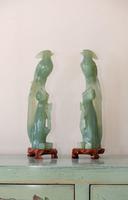 Pair of Chinese Carved Jade Birds of Paradise on Stands (2 of 15) Pair of Chinese Carved Jade Birds of Paradise on Stands (2 of 15)