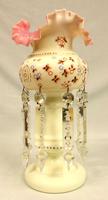 Antique Victorian Single Pink & Cream Glass Mantle Lustre (5 of 6) Antique Victorian Single Pink & Cream Glass Mantle Lustre (5 of 6)