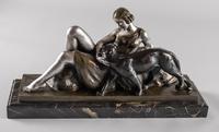Stunning French Art Deco Bronze & Silvered Sculpture. Signed A.Ouline - Lady & Panther (7 of 11) Stunning French Art Deco Bronze & Silvered Sculpture. Signed A.Ouline - Lady & Panther (7 of 11)