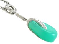 Chrysoprase & 0.18ct Diamond, 14ct White Gold Necklace - Art Deco Style - Vintage c.1950 (4 of 9) Chrysoprase & 0.18ct Diamond, 14ct White Gold Necklace - Art Deco Style - Vintage c.1950 (4 of 9)