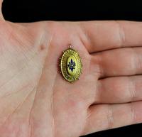 Victorian 9ct Gold Blue Enamel Pendant, Seed Pearl Star (2 of 10) Victorian 9ct Gold Blue Enamel Pendant, Seed Pearl Star (2 of 10)