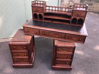 Antique Anglo Indian Teak Pedestal Writing Desk (13 of 13) Antique Anglo Indian Teak Pedestal Writing Desk (13 of 13)